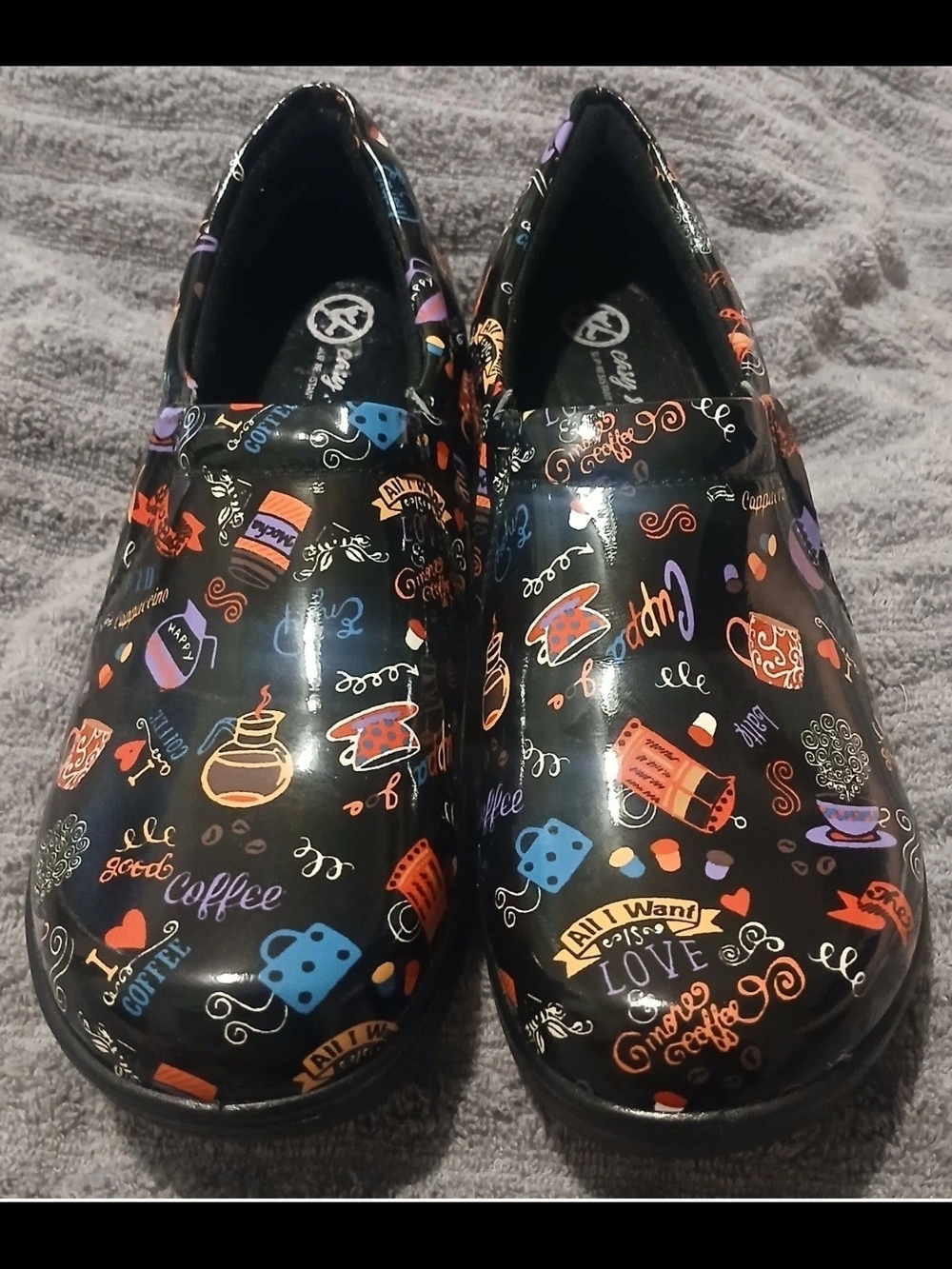 Easy Works by Easy Street Women's Tiffany Clogs Love Coffee Non Slip Size 8.5
